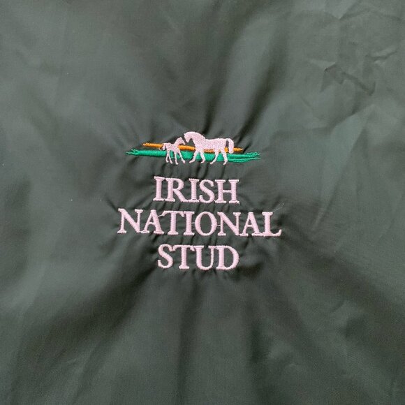 Irish National Stud Rain Jacket Windbreaker Green Large Packable Hood Unisex - Picture 3 of 11